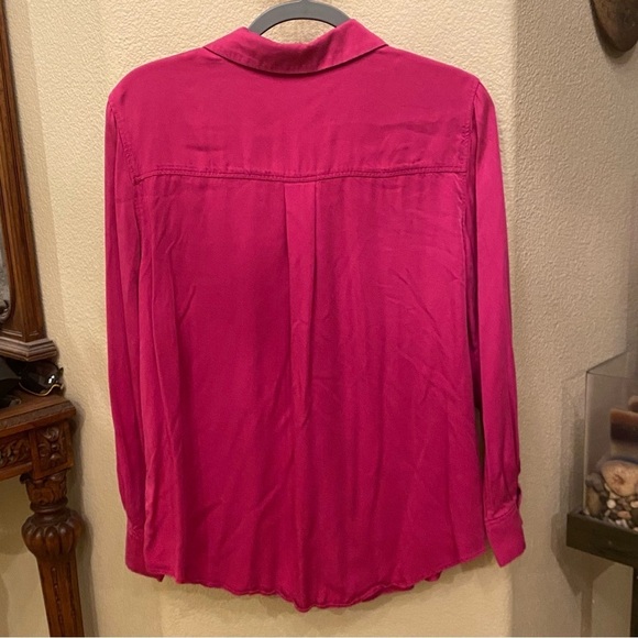 CHICO’S Women Pink Fuchsia 100% Modal Button Long Sleeve Top Size 2 (12/14) - Picture 4 of 7